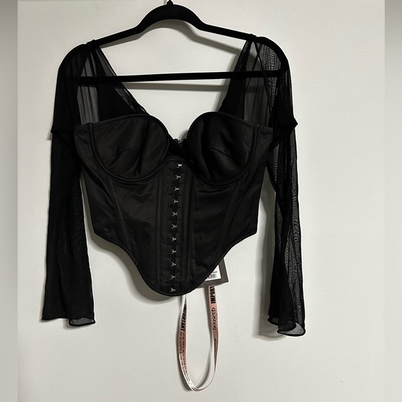 House of CB Other - HOUSE OF CB Mina Plunge Long Sleeve Structured Corset Top Black M Edgy Bustier